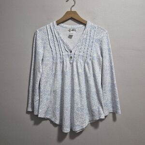 COTN 100% Pima Cotton Blue Floral Pajama Sleep Top Size Small